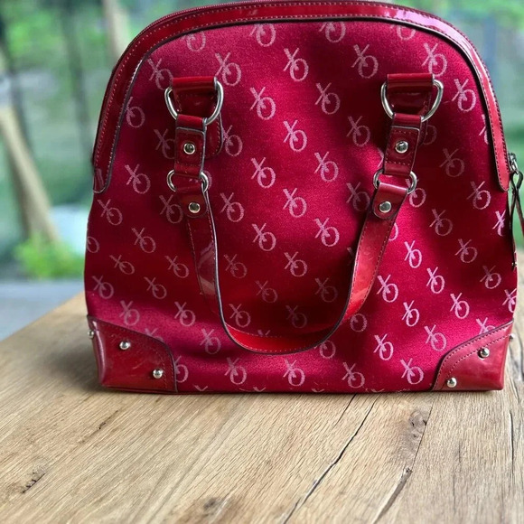 XOXO Red Patent Satchel Shoulder Bag – Monogram Studded Barbiecore Y2K Bling - Picture 6 of 10